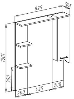 Зеркало-шкаф с подсветкой Bellezza Дрея 85см правый белый 00000001069